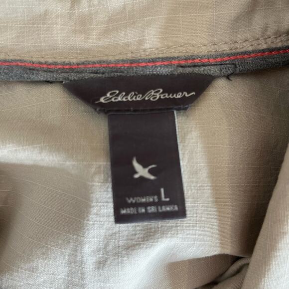 Eddie Bauer Jacket Women's Large Off-White Stretch Utility Drawstring Waist Long - Picture 8 of 9